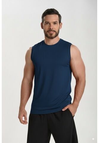 Camiseta Deportiva Manga Sisa Azul Para Hombre Belife