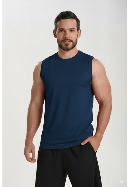 Camiseta Deportiva Manga Sisa Azul Para Hombre