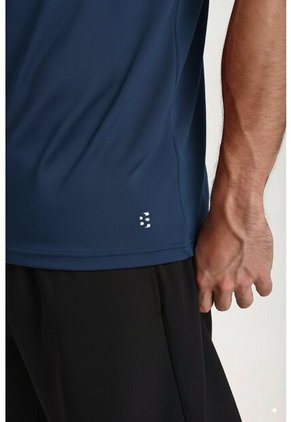 Camiseta Deportiva Manga Sisa Azul Para Hombre