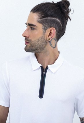 Camiseta Deportiva Tipo Polo Blanco Con Cierre Frontal Para Hombre Belife
