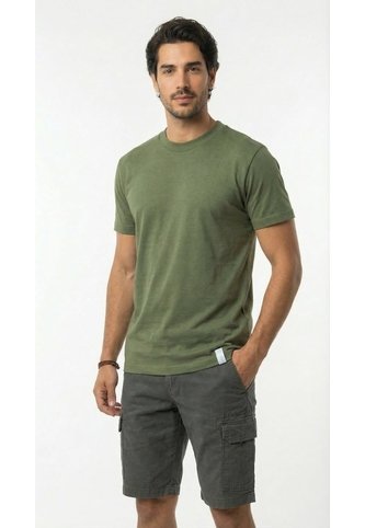 Camiseta Verde Militar Manga Corta Para Hombre Belife