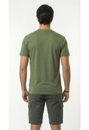 Camiseta Verde Militar Manga Corta Para Hombre