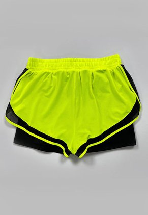 Short Deportivo Amarillo Neon Con Ciclista Interno Para Mujer Belife.-.