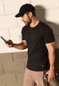 Camiseta Manga Corta Negra Para Hombre de Belife