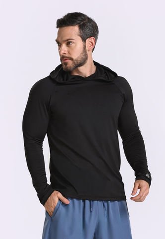 Camiseta Manga Larga Negra Para Hombre Belife