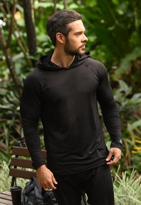 Camiseta Manga Larga Negra Para Hombre