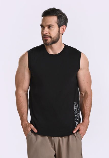 Camiseta Manga Sisa Negra Para Hombre