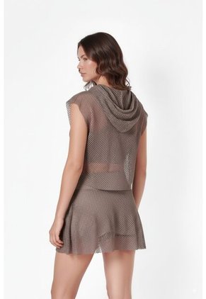 Camiseta Manga Sisa Café En Malla Para Mujer