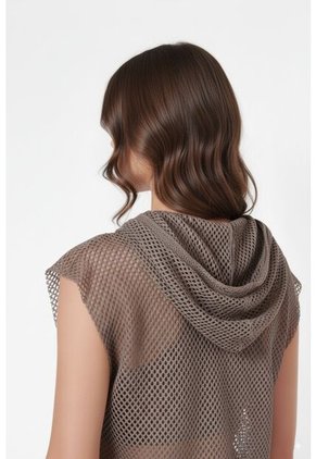 Camiseta Manga Sisa Café En Malla Para Mujer