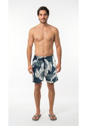 Bermuda De Playa Reversible Verde Estampada Para Hombre