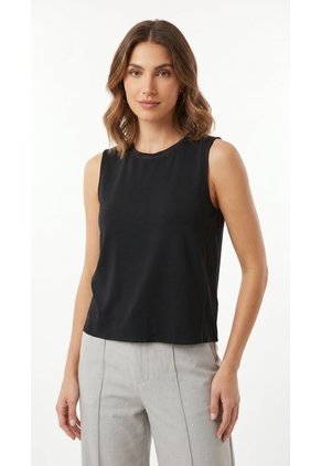 Blusa Negra Manga Sisa En Scuba Para Mujer