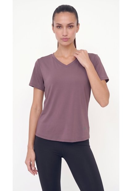 Camiseta Deportiva Manga Corta Lila Para Mujer