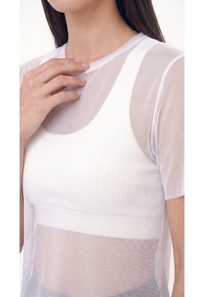 Camiseta Blanca En Malla Para Mujer