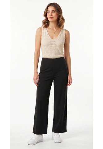 Pantalón Negro Ancho En Scuba Para Mujer Belife