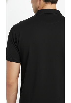 Camiseta Polo Negra Cuello Cubano Para Hombre