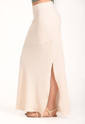 Falda Larga Tejida Crudo Para Mujer