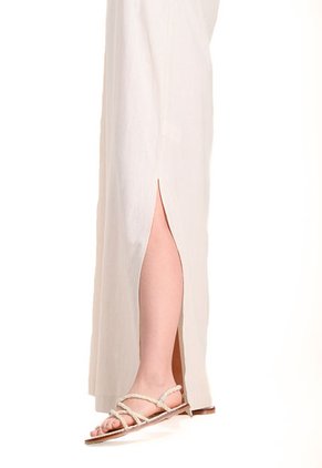 Vestido Largo Manga Sisa Beige Para Mujer