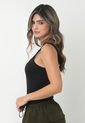 Blusa Negra Manga Sisa Con Cargaderas Resortadas Para Mujer Belife de Belife