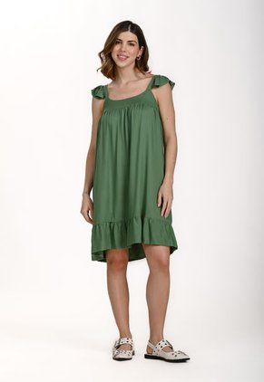 Vestido Manga Sisa Verde Con Boleros Para Mujer