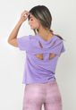 Camiseta Deportiva Morado Manga Corta Con Abertura Y Corte En Espalda Para Mujer Belife de Belife