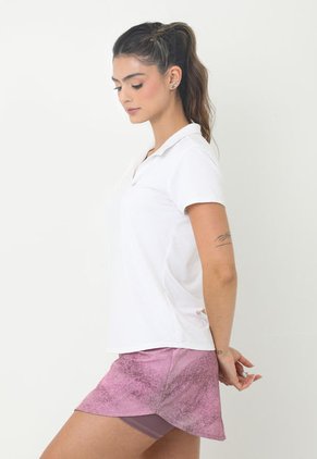 Camiseta Deportiva Blanca Tipo Polo Y Cuello Camisero Para Mujer Belife.