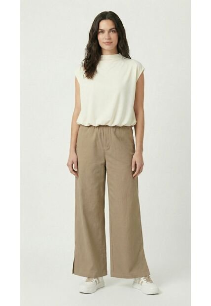 Blusa Manga Sisa Ivory Cuello Alto Mujer