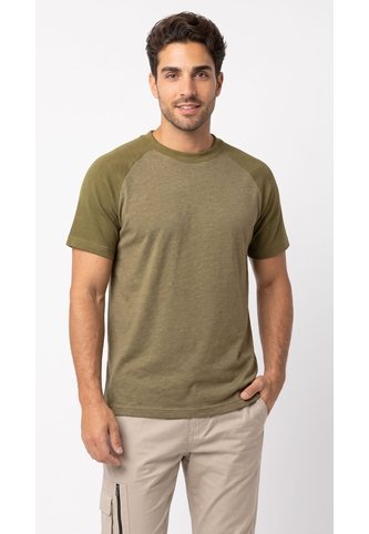 Camiseta Verde Madera Manga Ranglan Para Hombre Belife