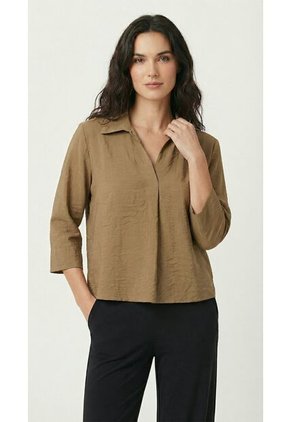 Blusa Manga 3/4 Café Para Mujer