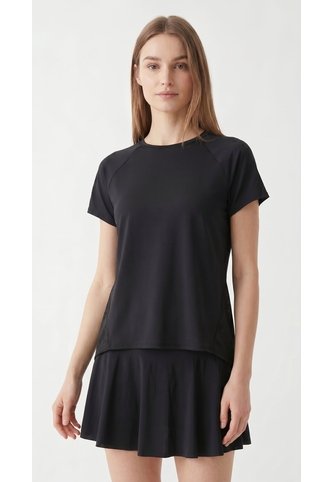 Camiseta Deportiva Negra Con Espalda Cruzada Para Mujer Belife