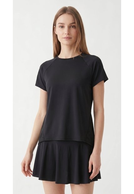 Camiseta Deportiva Negra Con Espalda Cruzada Para Mujer