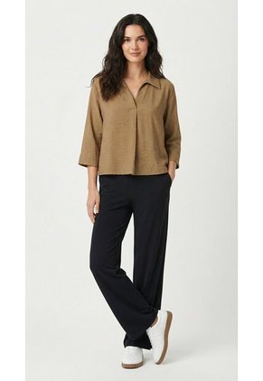 Blusa Manga 3/4 Café Para Mujer