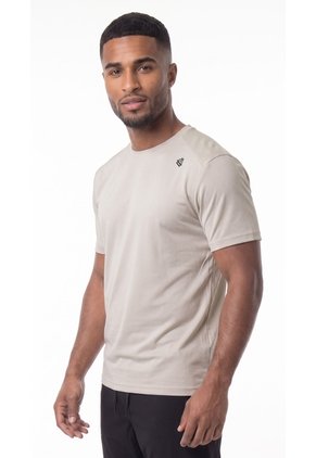 Camiseta Deportiva Beige Con Malla En Hombros Para Hombre