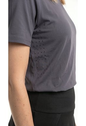 Camiseta Deportiva Manga Corta Gris Para Mujer