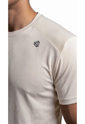 Camiseta Deportiva Beige Con Malla En Hombros Para Hombre