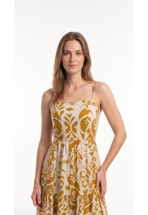 Vestido Largo Estampado Con Cargaderas Para Mujer