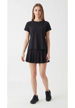Camiseta Deportiva Negra Con Espalda Cruzada Para Mujer