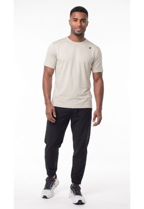 Camiseta Deportiva Beige Con Malla En Hombros Para Hombre