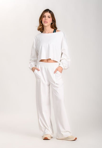 Buzo Con Escote Amplio Blanco Para Mujer
