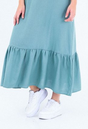 Vestido Verde Con Cargadera Ancha Para Mujer Belife
