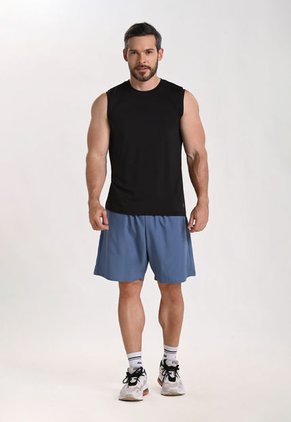 Camiseta Manga Sisa Negra Para Hombre