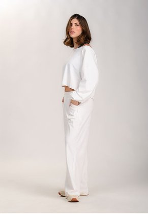 Buzo Con Escote Amplio Blanco Para Mujer