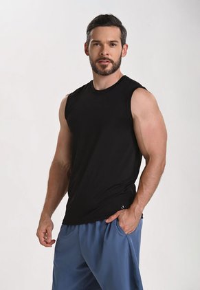 Camiseta Manga Sisa Negra Para Hombre