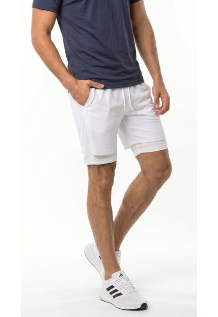 Pantaloneta Deportiva Blanca Con Ciclista Para Hombre