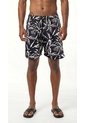 Bermuda De Playa Negra Estampada Para Hombre de Belife