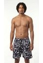 Bermuda De Playa Negra Estampada Para Hombre de Belife