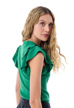Blusa Verde Con Boleros