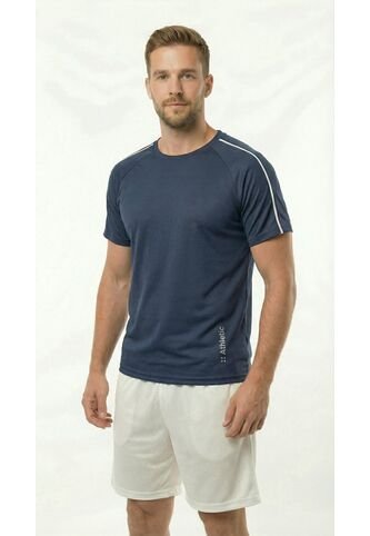Camiseta Deportiva Azul Manga Ranglán Para Hombre Belife
