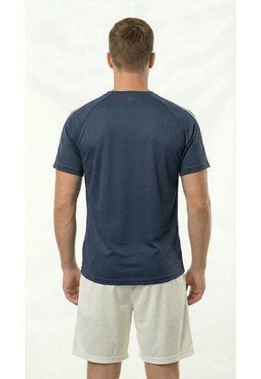 Camiseta Deportiva Azul Manga Ranglán Para Hombre