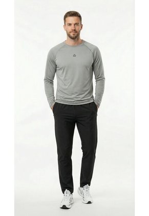 Camiseta Deportiva Manga Larga Gris Para Hombre