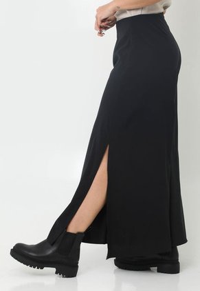 Pantalón Negro Con Aberturas Laterales En Bota Y Cierre En Trasero Para Mujer Belife